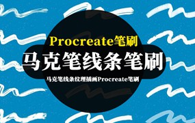 Procreate笔刷-马克笔线条纹理插画Procreate笔刷素材资源