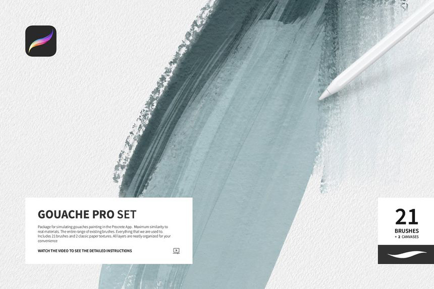 Procreate笔刷-水粉水彩画笔Procreate笔刷和纸张纹理素材 笔刷资源 第2张-素材湾丨精选海外优质设计素材资源 Procreate笔刷-水粉水彩画笔Procreate笔刷和纸张纹理素材 笔刷资源 sucaiwan.com