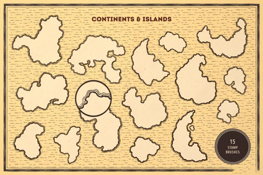 Procreate笔刷-动植物建筑航海路线图地图元素笔刷素材 笔刷资源 第5张-素材湾丨精选海外优质设计素材资源 Procreate笔刷-动植物建筑航海路线图地图元素笔刷素材 笔刷资源 sucaiwan.com