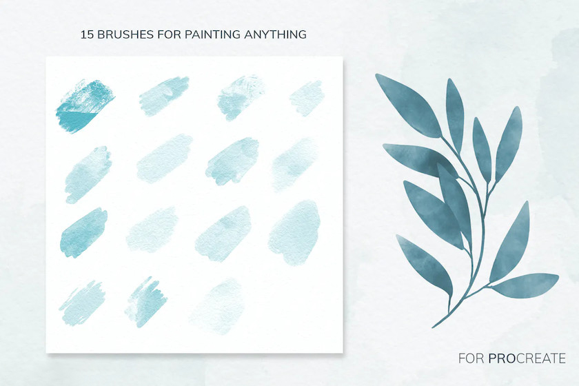Procreate笔刷-水彩污渍插画画笔笔刷素材合集 笔刷资源 sucaiwan.com
