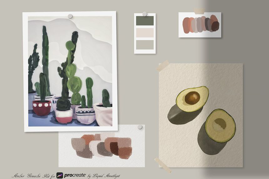 Procreate笔刷-琥珀色水粉画纹理和效果Procreate笔刷素材资源 笔刷资源 第8张-素材湾丨精选海外优质设计素材资源 Procreate笔刷-琥珀色水粉画纹理和效果Procreate笔刷素材资源 笔刷资源 sucaiwan.com