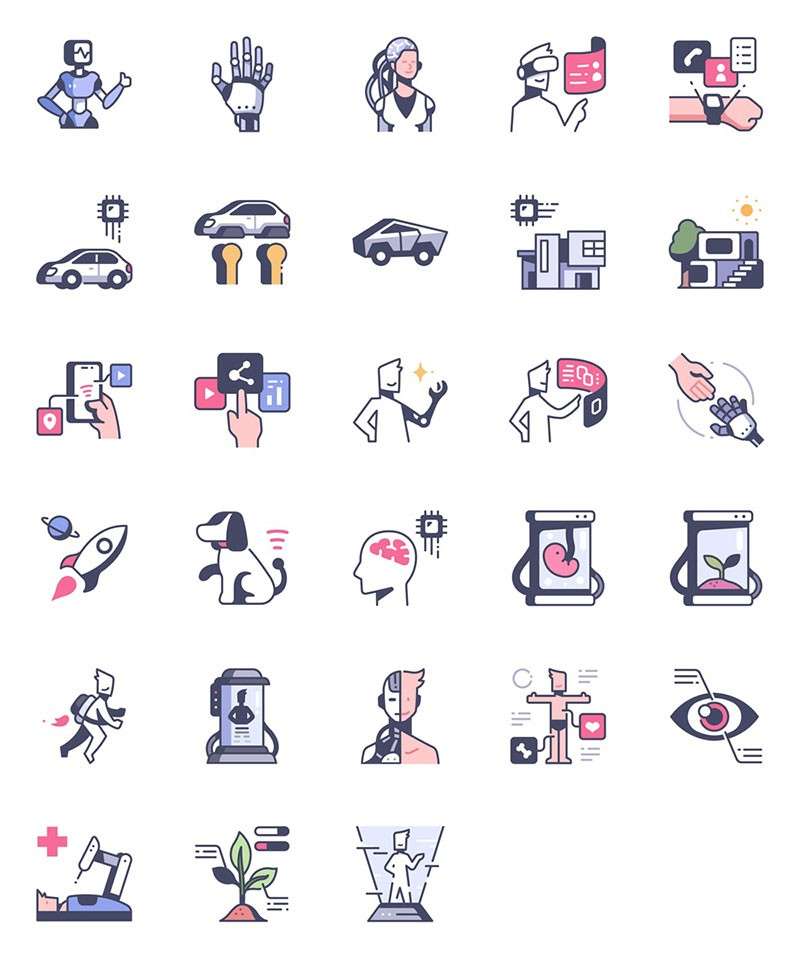 84枚人工智能科技AI矢量图标 图标素材 第2张-素材湾丨精选海外优质设计素材资源 84枚人工智能科技AI矢量图标 图标素材 sucaiwan.com