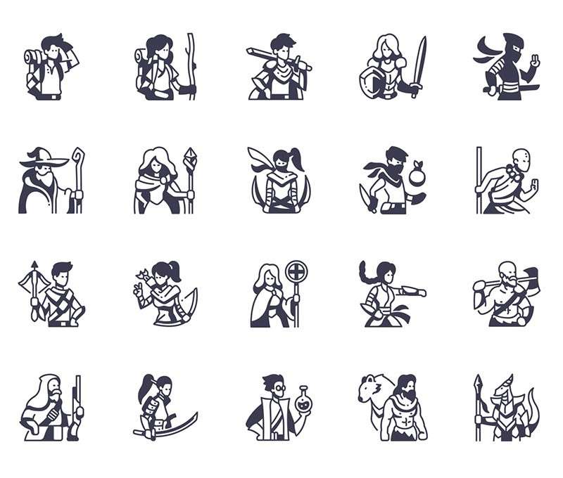RPG游戏角色矢量图标，AI源文件 图标素材 sucaiwan.com