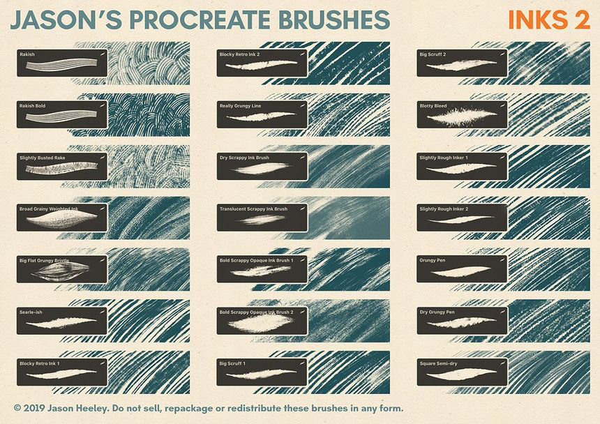 Procreate笔刷-干介质墨水油漆画笔Procreate笔刷套装素材资源 笔刷资源 第5张-素材湾丨精选海外优质设计素材资源 Procreate笔刷-干介质墨水油漆画笔Procreate笔刷套装素材资源 笔刷资源 sucaiwan.com