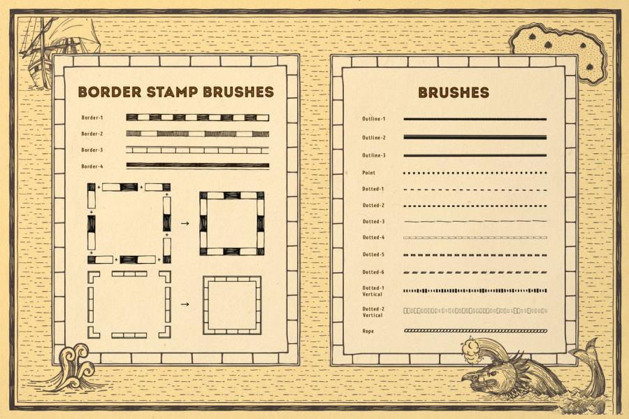 Procreate笔刷-动植物建筑航海路线图地图元素笔刷素材 笔刷资源 第7张-素材湾丨精选海外优质设计素材资源 Procreate笔刷-动植物建筑航海路线图地图元素笔刷素材 笔刷资源 sucaiwan.com