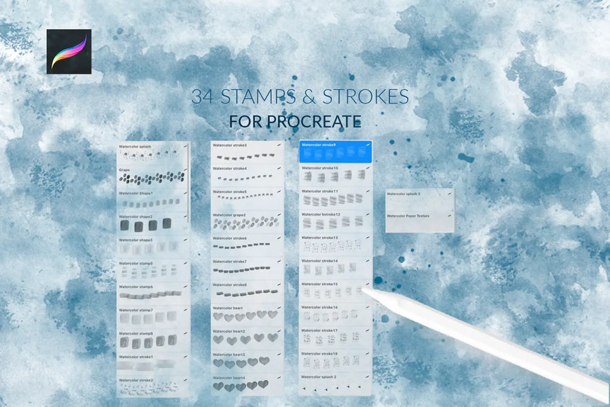 Procreate笔刷-水彩纹理飞溅印章图案Procreate笔刷素材资源 笔刷资源 第6张-素材湾丨精选海外优质设计素材资源 Procreate笔刷-水彩纹理飞溅印章图案Procreate笔刷素材资源 笔刷资源 sucaiwan.com