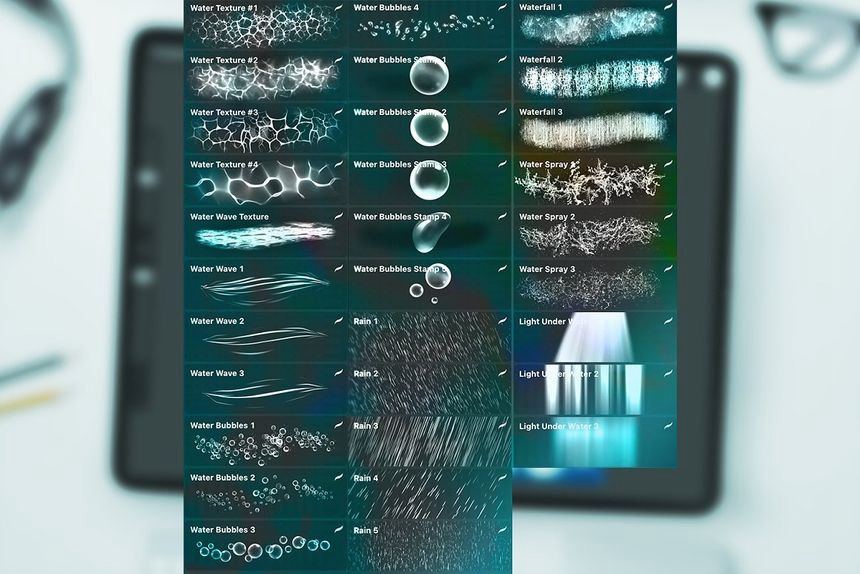 Procreate笔刷-水纹水波水泡水下世界插画纹理图案Procreate笔刷素材 笔刷资源 第3张-素材湾丨精选海外优质设计素材资源 Procreate笔刷-水纹水波水泡水下世界插画纹理图案Procreate笔刷素材 笔刷资源 sucaiwan.com