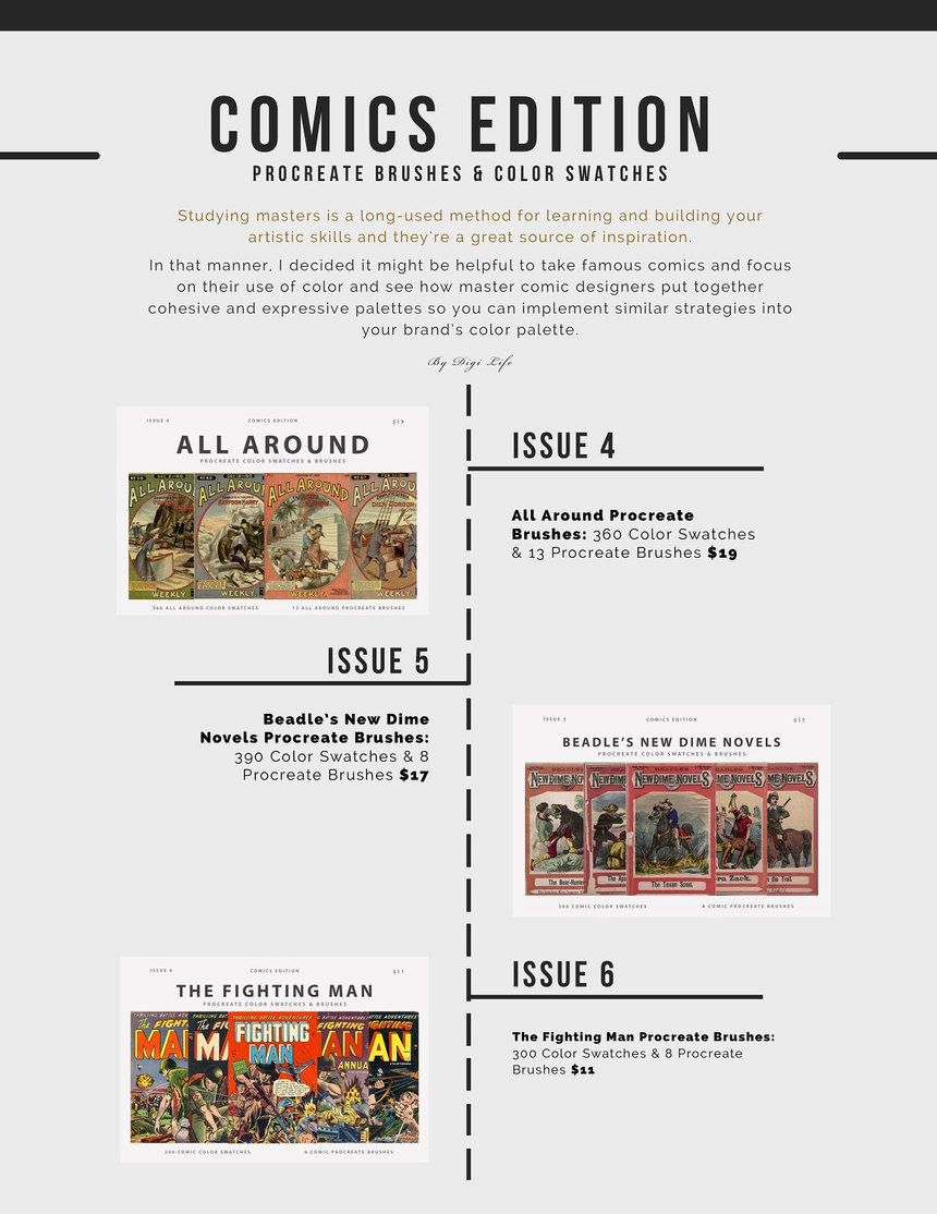 Procreate笔刷-漫画创作Procreate笔刷和色卡素材包 笔刷资源 第4张-素材湾丨精选海外优质设计素材资源 Procreate笔刷-漫画创作Procreate笔刷和色卡素材包 笔刷资源 sucaiwan.com
