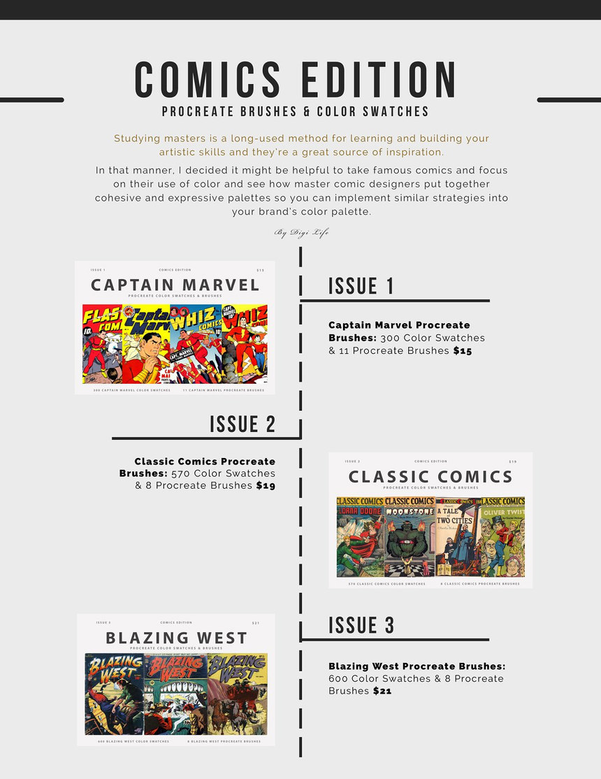 Procreate笔刷-漫画创作Procreate笔刷和色卡素材包 笔刷资源 第3张-素材湾丨精选海外优质设计素材资源 Procreate笔刷-漫画创作Procreate笔刷和色卡素材包 笔刷资源 sucaiwan.com