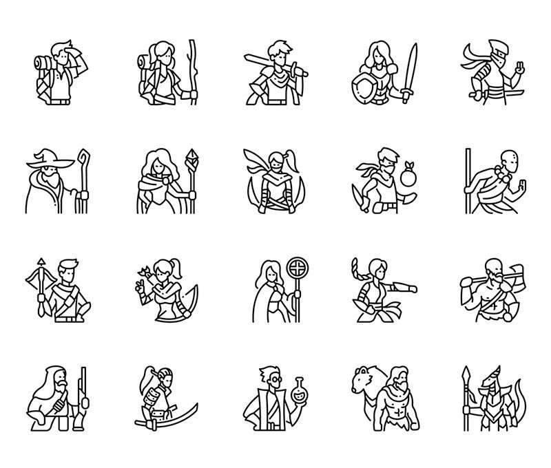 RPG游戏角色矢量图标，AI源文件 图标素材 sucaiwan.com