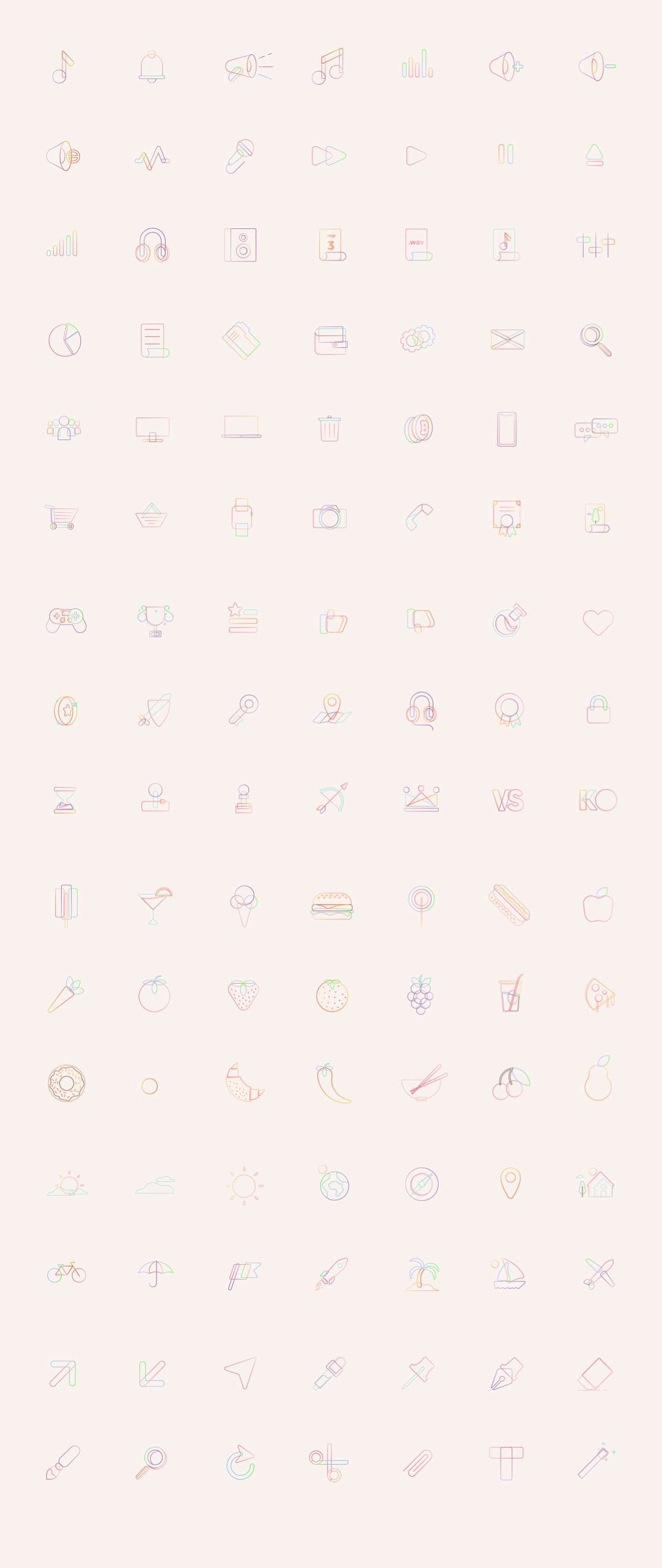 112枚彩色渐变图标，AI XD PNG格式 图标素材 sucaiwan.com