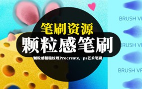 笔刷资源-颗粒感粗糙纹理Procreate，ps艺术笔刷素材下载