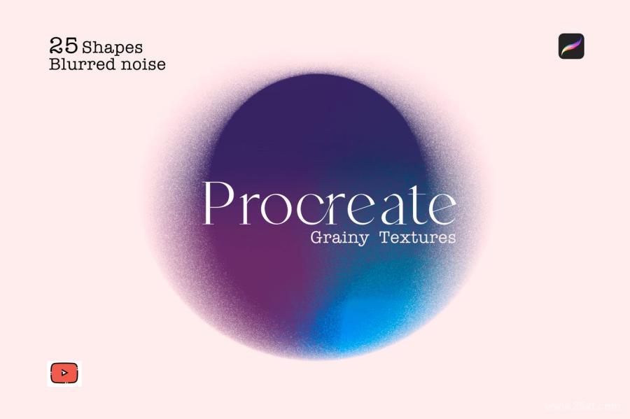 Procreate笔刷-模糊颗粒状线条圆形笔刷素材资源 笔刷资源 sucaiwan.com