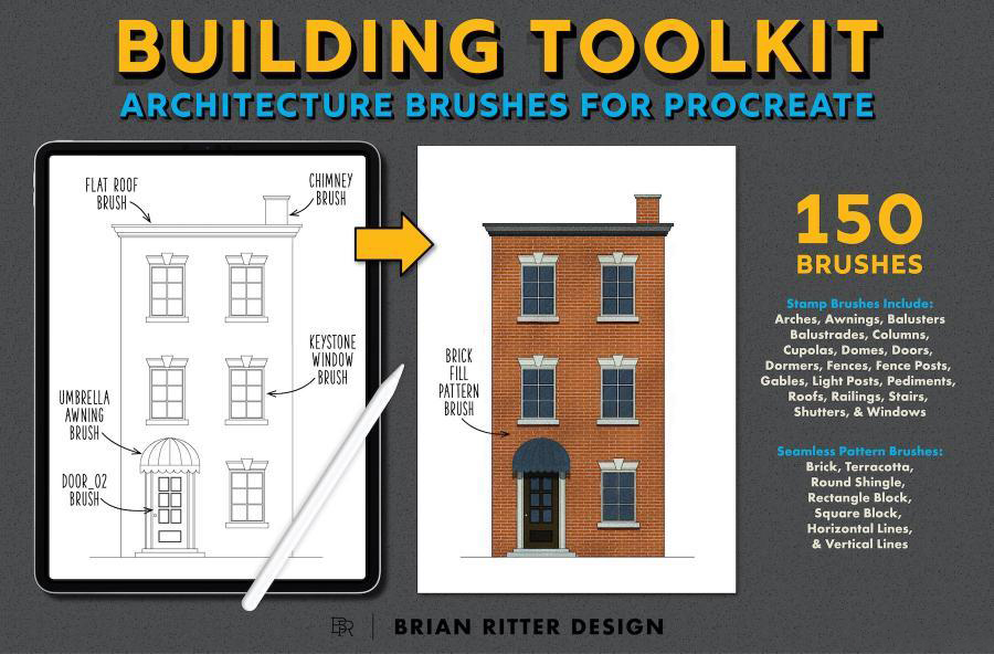 Procreate笔刷-150款建筑设计绘画线条图案笔刷素材 笔刷资源 第2张-素材湾丨精选海外优质设计素材资源 Procreate笔刷-150款建筑设计绘画线条图案笔刷素材 笔刷资源 sucaiwan.com