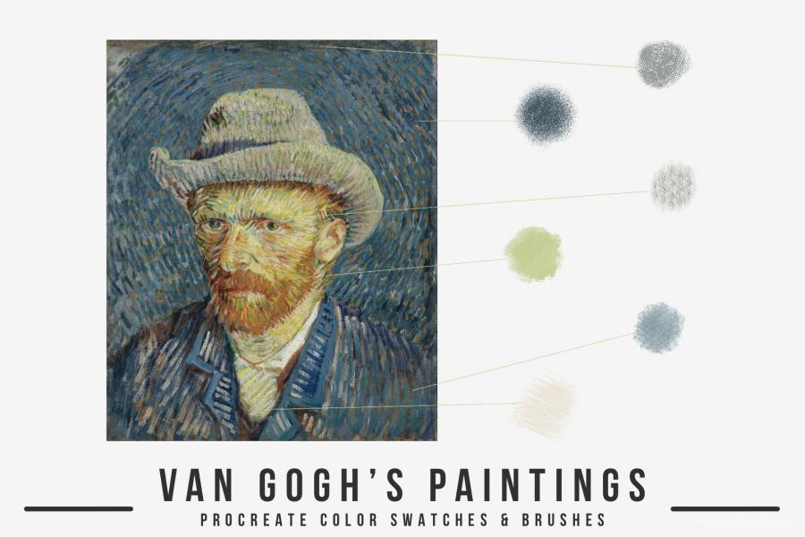 Procreate笔刷-梵高风格古典油画艺术绘画笔刷和色卡素材 笔刷资源 第2张-素材湾丨精选海外优质设计素材资源 Procreate笔刷-梵高风格古典油画艺术绘画笔刷和色卡素材 笔刷资源 sucaiwan.com