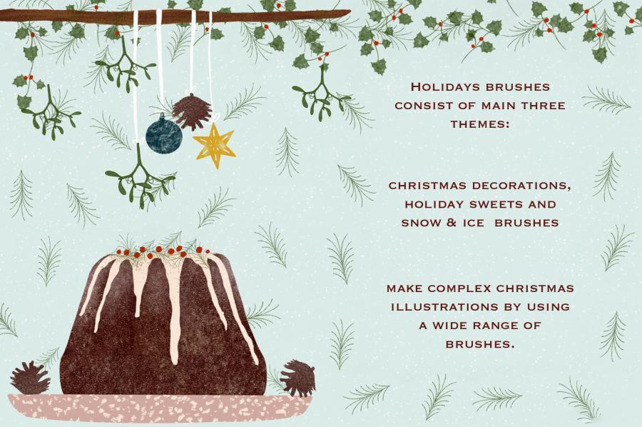 procreate笔刷-圣诞装饰星星雪花树枝彩灯麋鹿笔刷素材 笔刷资源 第2张-素材湾丨精选海外优质设计素材资源 procreate笔刷-圣诞装饰星星雪花树枝彩灯麋鹿笔刷素材 笔刷资源 sucaiwan.com
