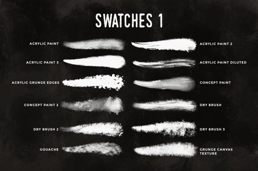 Procreate笔刷-水粉绘画油画油漆涂料纹理笔刷素材 笔刷资源 sucaiwan.com