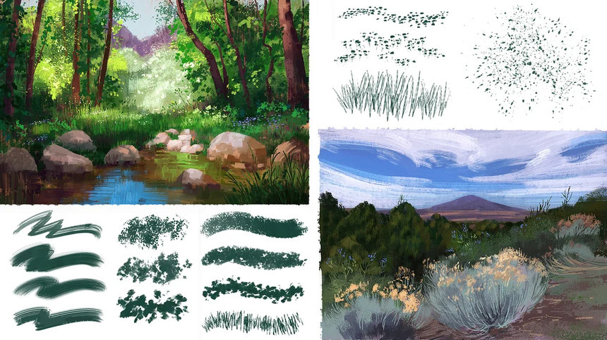 笔刷资源-传统纹理效果Photoshop和Procreate插画笔刷素材 笔刷资源 sucaiwan.com