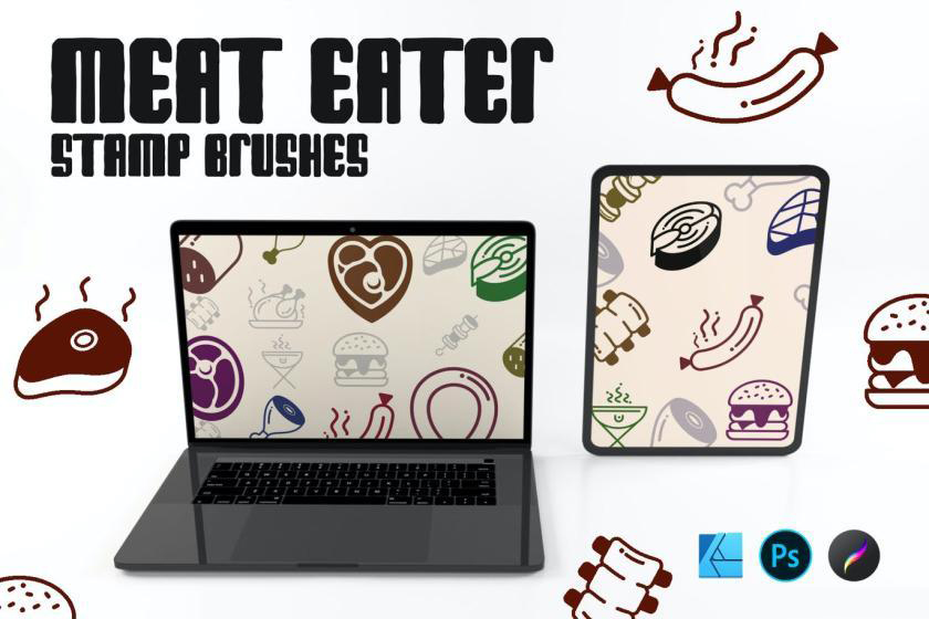 笔刷资源-肉类食物简笔画图案procreate/ps/afinity designer笔刷素材 笔刷资源 第2张-素材湾丨精选海外优质设计素材资源 笔刷资源-肉类食物简笔画图案procreate/ps/afinity designer笔刷素材 笔刷资源 sucaiwan.com