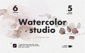 Procreate笔刷-水彩插图绘画笔刷和色卡素材资源