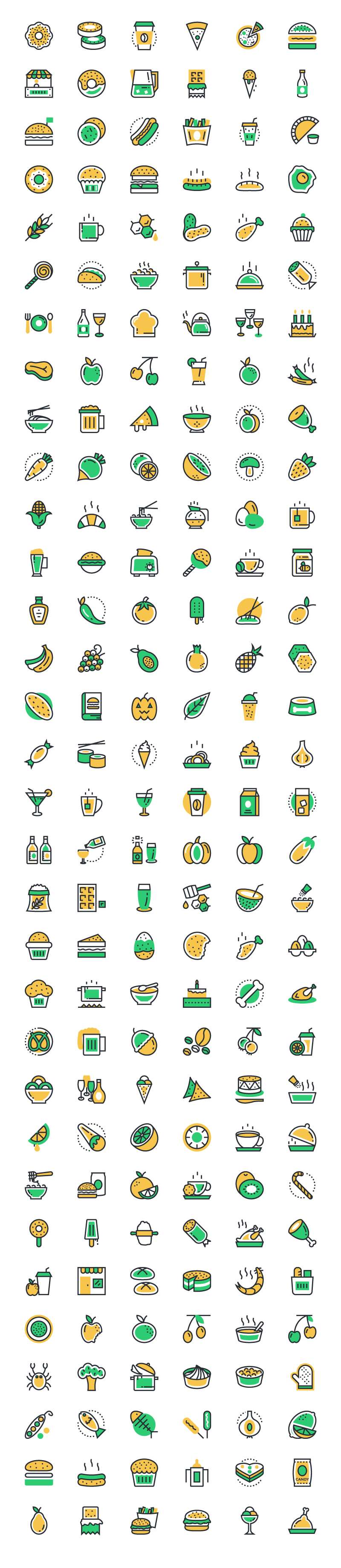 192枚生活美食双色图标，AI PNG格式 图标素材 sucaiwan.com