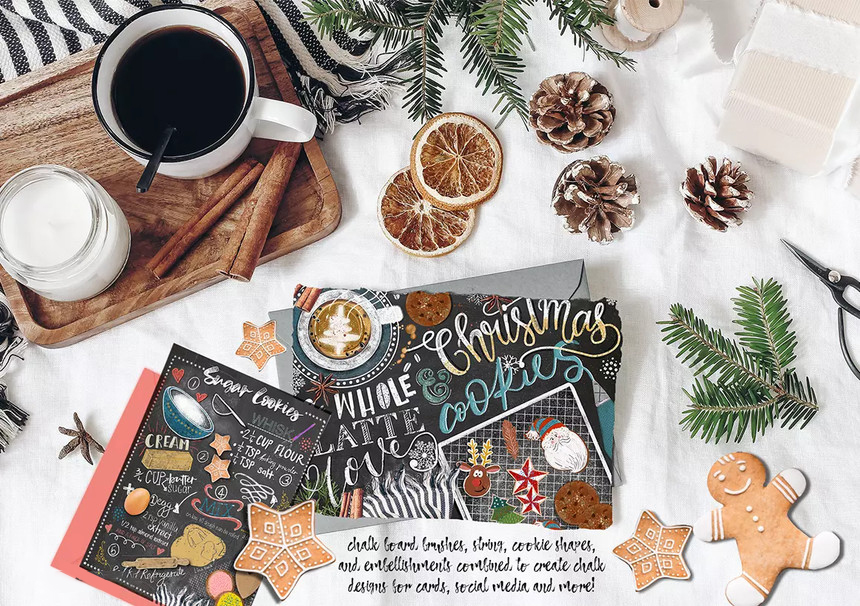 Procreate笔刷-圣诞节黑板粉笔背景画图案笔刷素材 笔刷资源 第3张-素材湾丨精选海外优质设计素材资源 Procreate笔刷-圣诞节黑板粉笔背景画图案笔刷素材 笔刷资源 sucaiwan.com