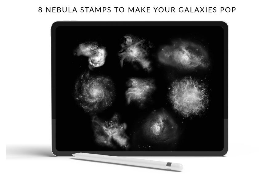 Procreate笔刷-星云月亮宇宙银河星系主题闪光效果笔刷素材 笔刷资源 sucaiwan.com