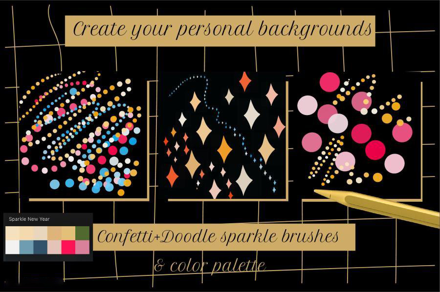 procreate笔刷-金色闪光新年庆祝主题闪耀烟花效果笔刷素材 笔刷资源 第6张-素材湾丨精选海外优质设计素材资源 procreate笔刷-金色闪光新年庆祝主题闪耀烟花效果笔刷素材 笔刷资源 sucaiwan.com