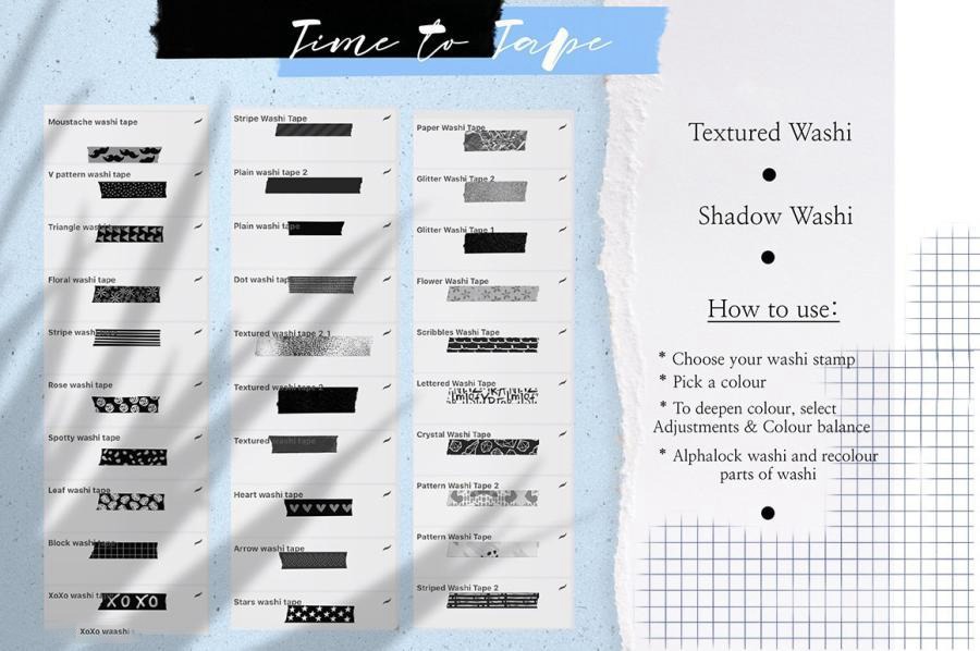 Procreate笔刷-205款纸胶带纹理图案笔刷素材合集 笔刷资源 第17张-素材湾丨精选海外优质设计素材资源 Procreate笔刷-205款纸胶带纹理图案笔刷素材合集 笔刷资源 sucaiwan.com