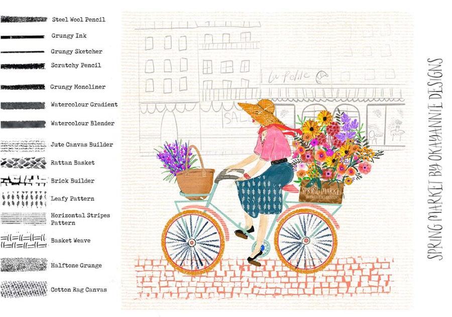 Procreate笔刷-春季主题插画铅笔水彩墨水树叶图案笔刷素材 笔刷资源 第1张-素材湾丨精选海外优质设计素材资源 Procreate笔刷-春季主题插画铅笔水彩墨水树叶图案笔刷素材 笔刷资源 sucaiwan.com