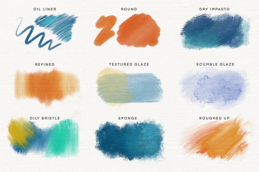 procreate笔刷-厚涂油画污渍油彩绘画效果笔刷素材资源 笔刷资源 sucaiwan.com