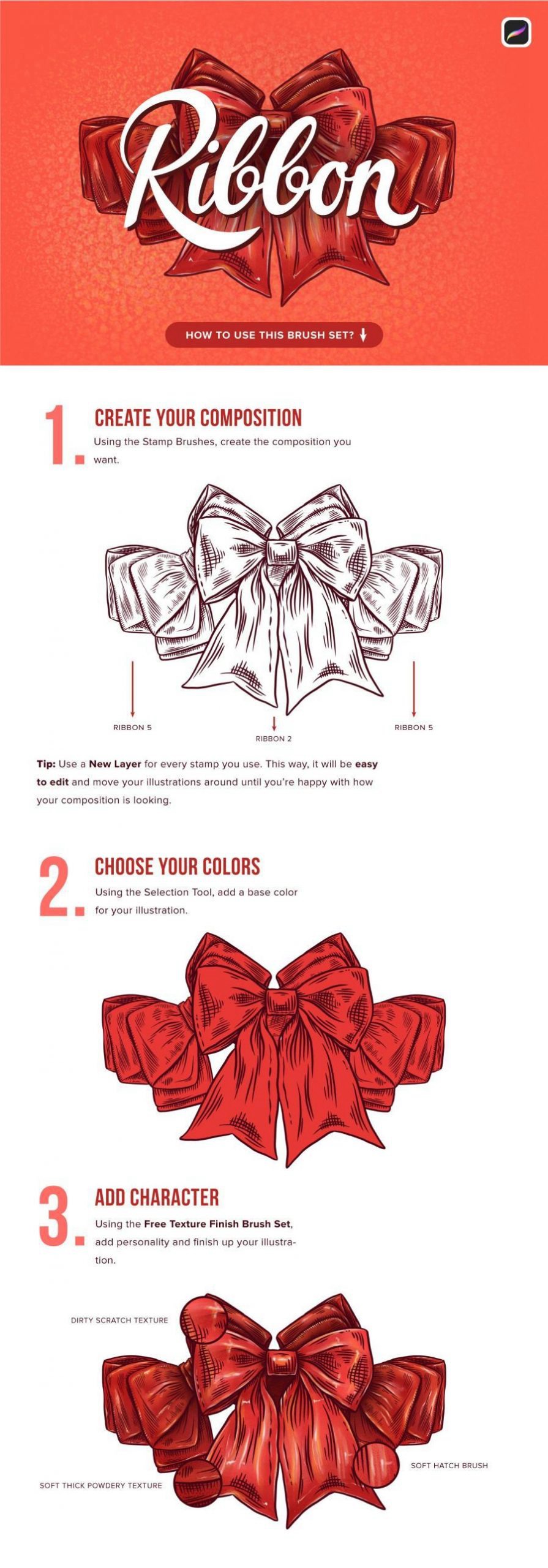 Procreate笔刷-蝴蝶结丝带图案和填充纹理笔刷素材 笔刷资源 第4张-素材湾丨精选海外优质设计素材资源 Procreate笔刷-蝴蝶结丝带图案和填充纹理笔刷素材 笔刷资源 sucaiwan.com