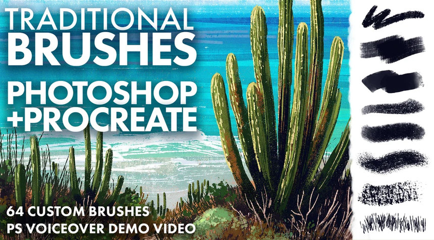 笔刷资源-传统纹理效果Photoshop和Procreate插画笔刷素材 笔刷资源 sucaiwan.com