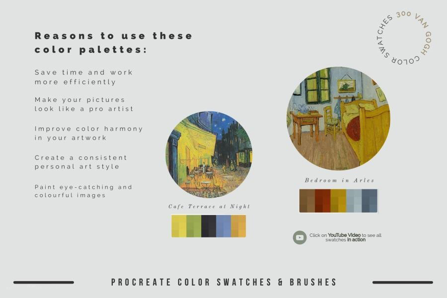 Procreate笔刷-梵高风格古典油画艺术绘画笔刷和色卡素材 笔刷资源 第3张-素材湾丨精选海外优质设计素材资源 Procreate笔刷-梵高风格古典油画艺术绘画笔刷和色卡素材 笔刷资源 sucaiwan.com