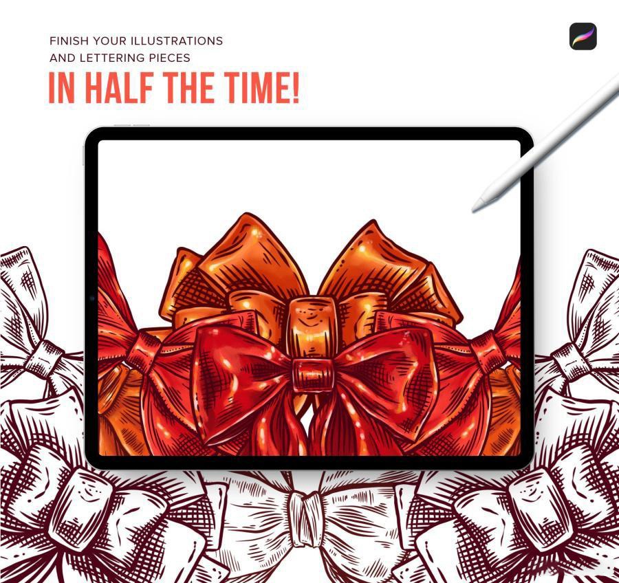 Procreate笔刷-蝴蝶结丝带图案和填充纹理笔刷素材 笔刷资源 第10张-素材湾丨精选海外优质设计素材资源 Procreate笔刷-蝴蝶结丝带图案和填充纹理笔刷素材 笔刷资源 sucaiwan.com