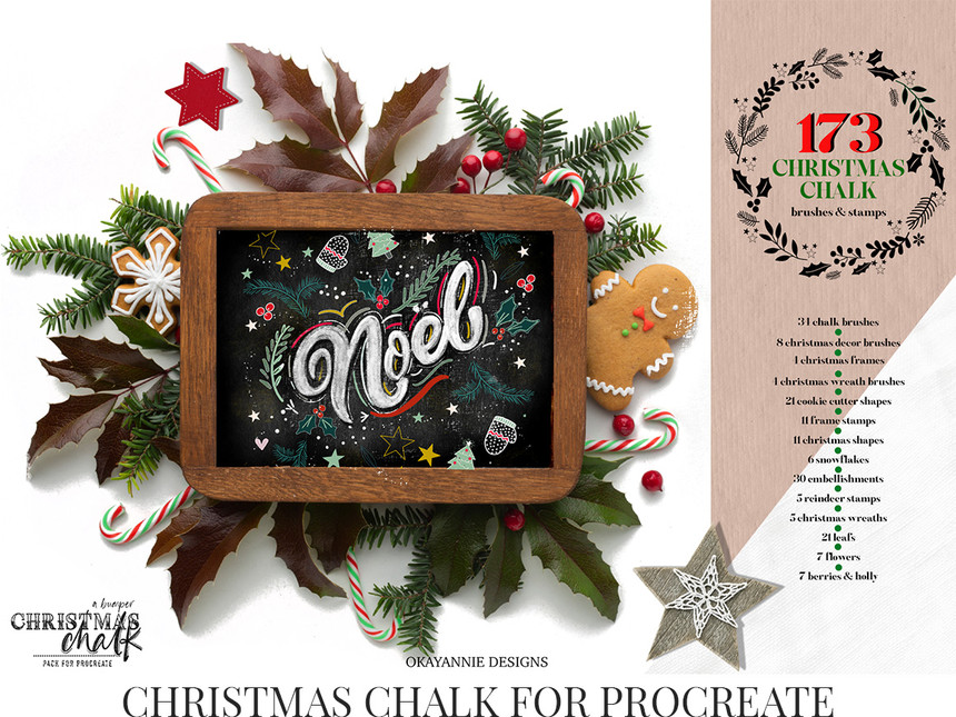 Procreate笔刷-圣诞节黑板粉笔背景画图案笔刷素材 笔刷资源 第2张-素材湾丨精选海外优质设计素材资源 Procreate笔刷-圣诞节黑板粉笔背景画图案笔刷素材 笔刷资源 sucaiwan.com