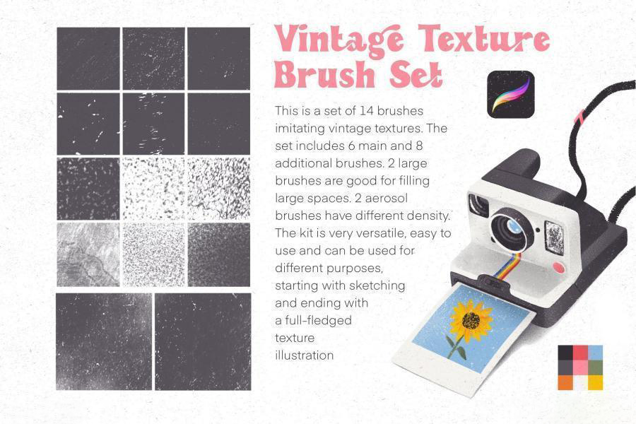 Procreate笔刷-复古素描喷绘纹理笔刷和色卡素材 笔刷资源 第2张-素材湾丨精选海外优质设计素材资源 Procreate笔刷-复古素描喷绘纹理笔刷和色卡素材 笔刷资源 sucaiwan.com