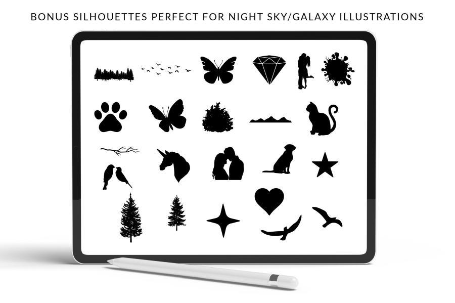 Procreate笔刷-星云月亮宇宙银河星系主题闪光效果笔刷素材 笔刷资源 sucaiwan.com