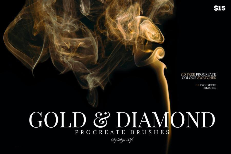 Procreate笔刷-黄金与钻石纹理图案笔刷和色卡素材 笔刷资源 第1张-素材湾丨精选海外优质设计素材资源 Procreate笔刷-黄金与钻石纹理图案笔刷和色卡素材 笔刷资源 sucaiwan.com