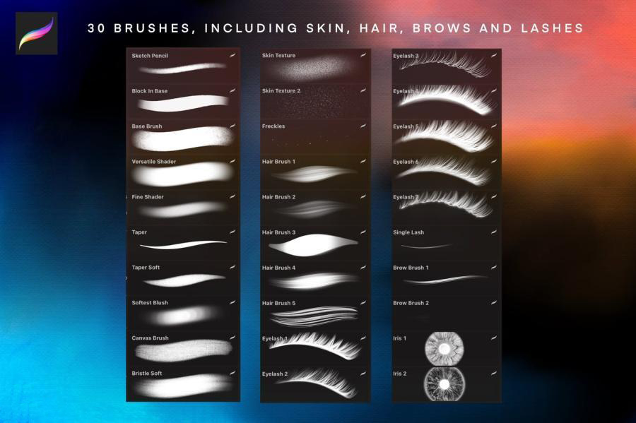 Procreate笔刷-人物肖像眼线眼睫毛眉毛瞳孔插画笔刷素材包 笔刷资源 第2张-素材湾丨精选海外优质设计素材资源 Procreate笔刷-人物肖像眼线眼睫毛眉毛瞳孔插画笔刷素材包 笔刷资源 sucaiwan.com