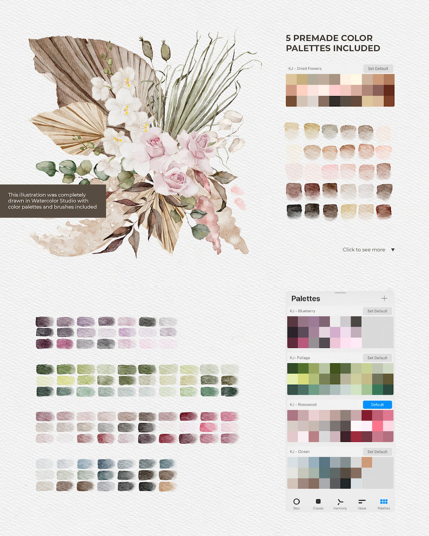 Procreate笔刷-水彩插图绘画笔刷和色卡素材资源 笔刷资源 第6张-素材湾丨精选海外优质设计素材资源 Procreate笔刷-水彩插图绘画笔刷和色卡素材资源 笔刷资源 sucaiwan.com