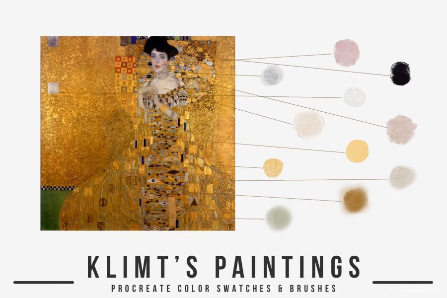 Procreate笔刷-Gustav Klimts象征主义水彩油画艺术笔刷和色卡 笔刷资源 第4张-素材湾丨精选海外优质设计素材资源 Procreate笔刷-Gustav Klimts象征主义水彩油画艺术笔刷和色卡 笔刷资源 sucaiwan.com