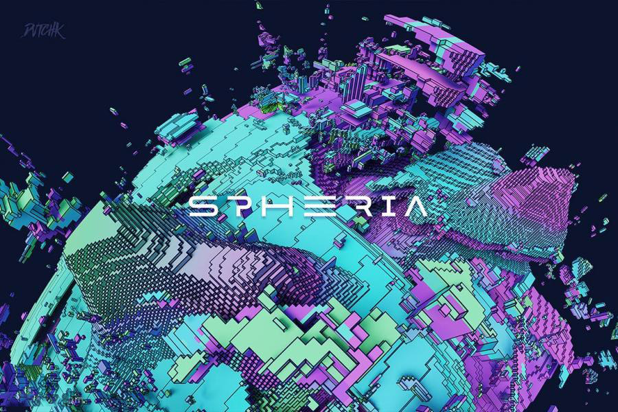 背景素材-抽象3D立体几何形状拼接的球体背景图片素材 图片素材 sucaiwan.com