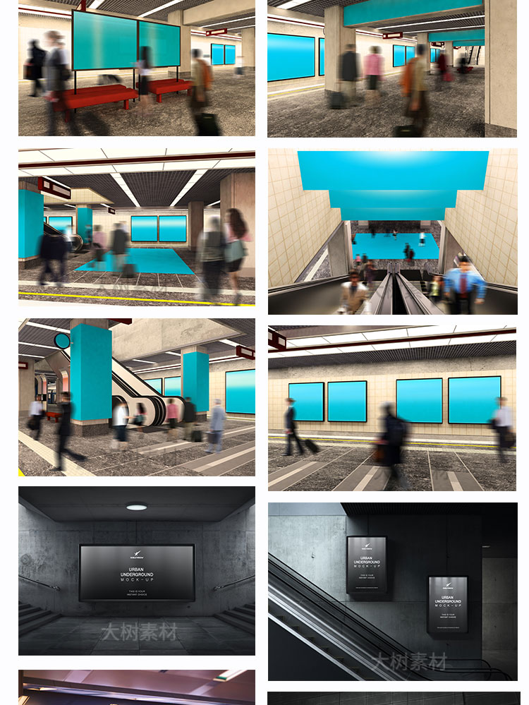 街头户外灯箱广告牌海报智能贴图样机场景VI展示效果PSD设计素材 图片素材 sucaiwan.com