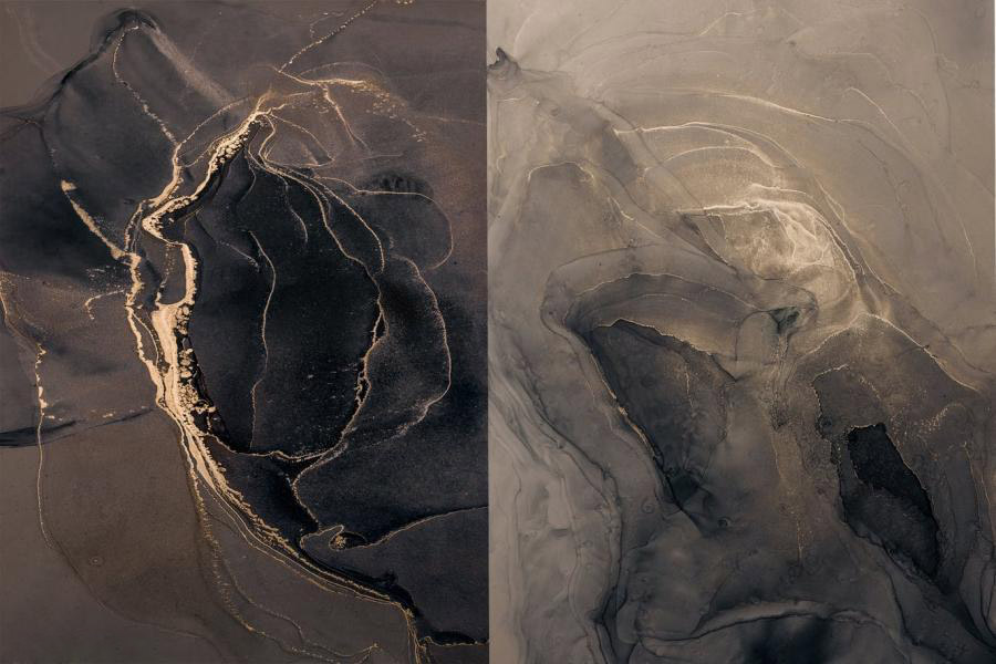 背景素材-抽象液态流动金色岩石大理石墨水纹理背景图片素材 图片素材 sucaiwan.com