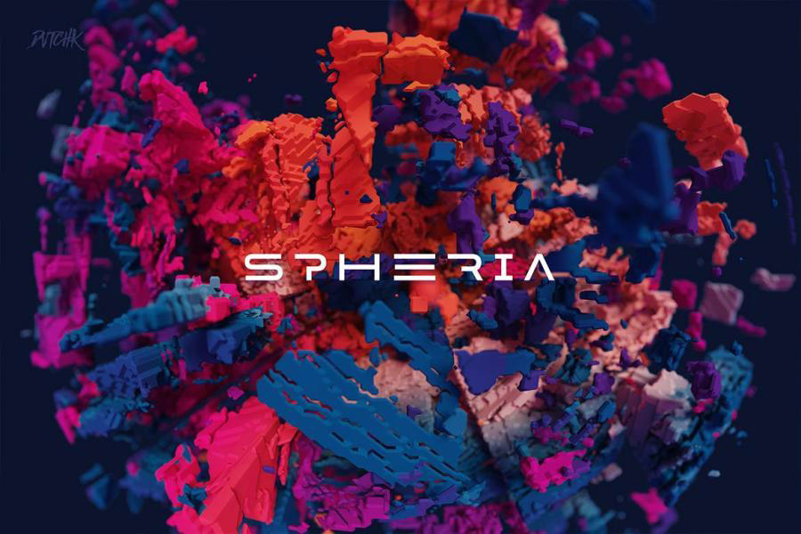 背景素材-抽象3D立体几何形状拼接的球体背景图片素材 图片素材 sucaiwan.com