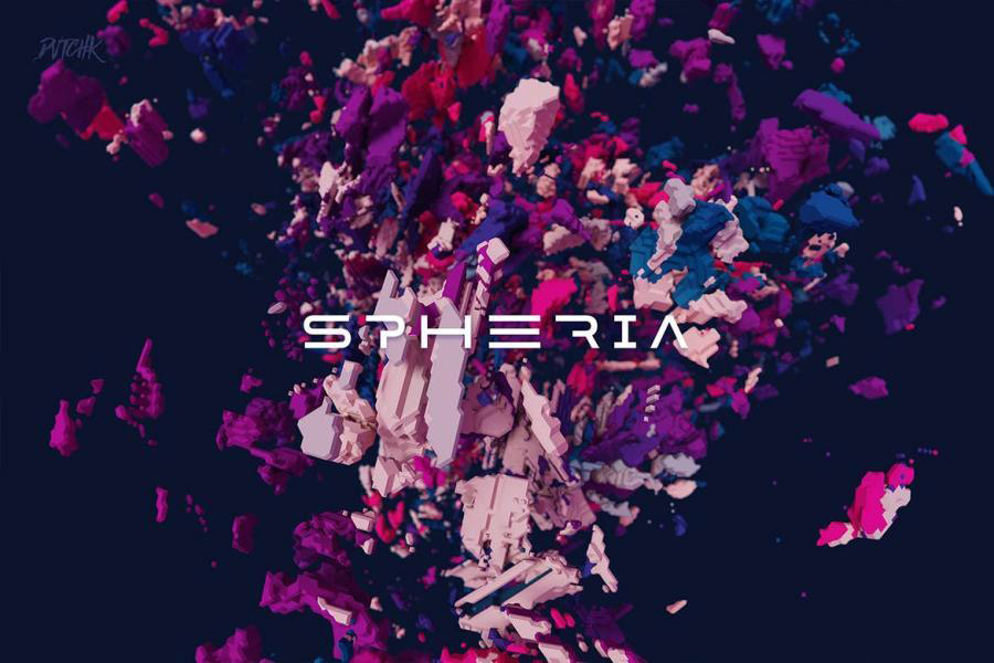 背景素材-抽象3D立体几何形状拼接的球体背景图片素材 图片素材 sucaiwan.com