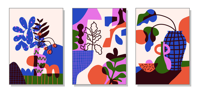 6套抽象花卉室内彩色插画矢量素材 图片素材 sucaiwan.com