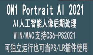 PS/LR插件ON1 Portrait AI 2021一键智能修图P图软件人像后期处理