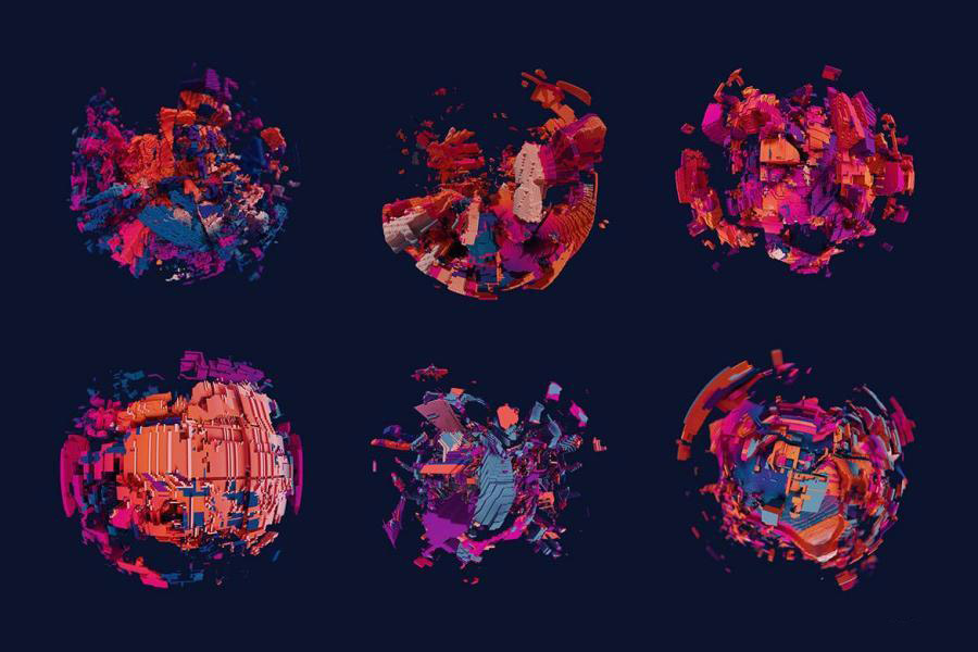 背景素材-抽象3D立体几何形状拼接的球体背景图片素材 图片素材 sucaiwan.com